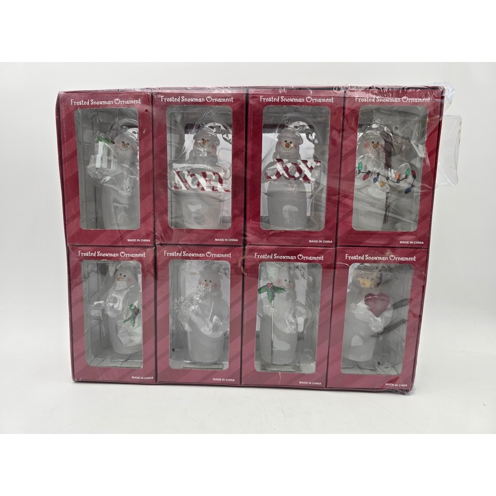 Frosted Snowman Ornament Set 8 Christmas Decorations string light covers Costco